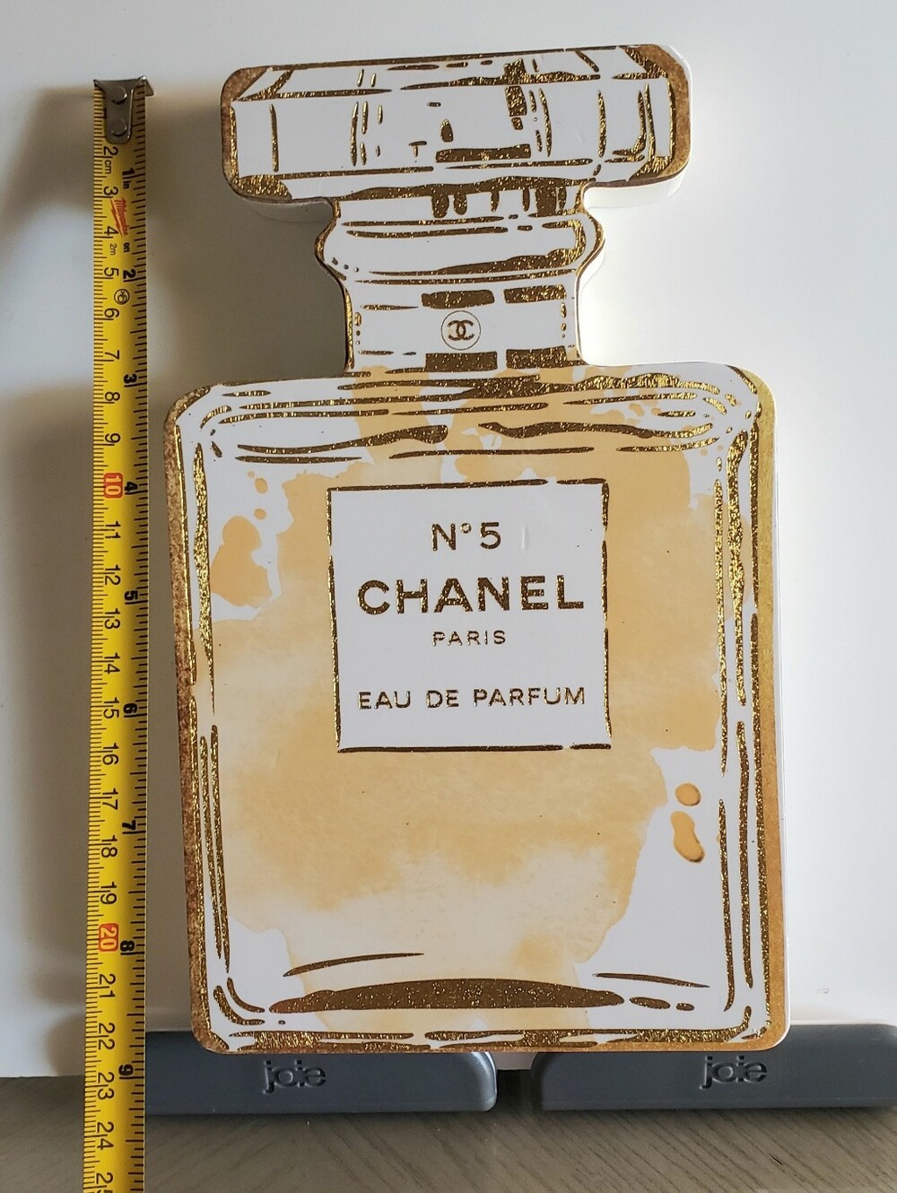 🆕️ CHANEL N°5 Gold Shimmer and White Decorative Wooden Wall Art